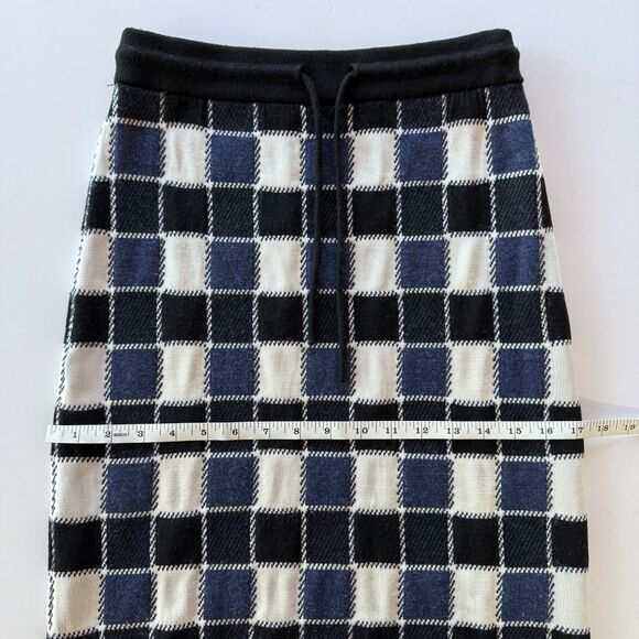 BOSS Hugo Boss Fiallah Check Wool Blend Jacquard Pencil Skirt Navy Black & White - Picture 14 of 14